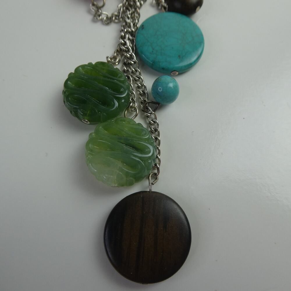 Dangle Statement Dangle Beaded Genuine Stone Cord… - image 5